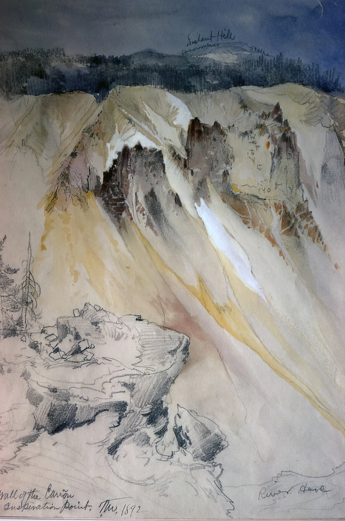 Thomas Moran Lithograph: Capturing the Grandeur of the American West on Stone - East wall of the canyon from Inspiration Point by Thomas Moran
