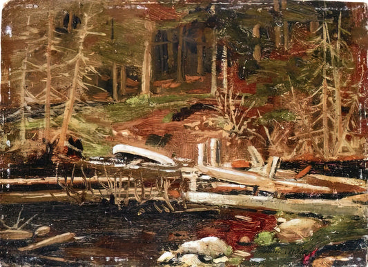 Tom Thomson The Canoe Numbered Print: A Collector's Guide to Canadian Art History - OLD LUMBER DAM ALGONQUIN PARK 1912 by Tom Thomson