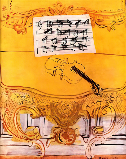 Understanding Raoul Dufy Price: A Collector's Guide to Value, Prints, and Investment - THE YELLOW CONSOLE WITH A VIOLIN 1949 by Raoul Dufy