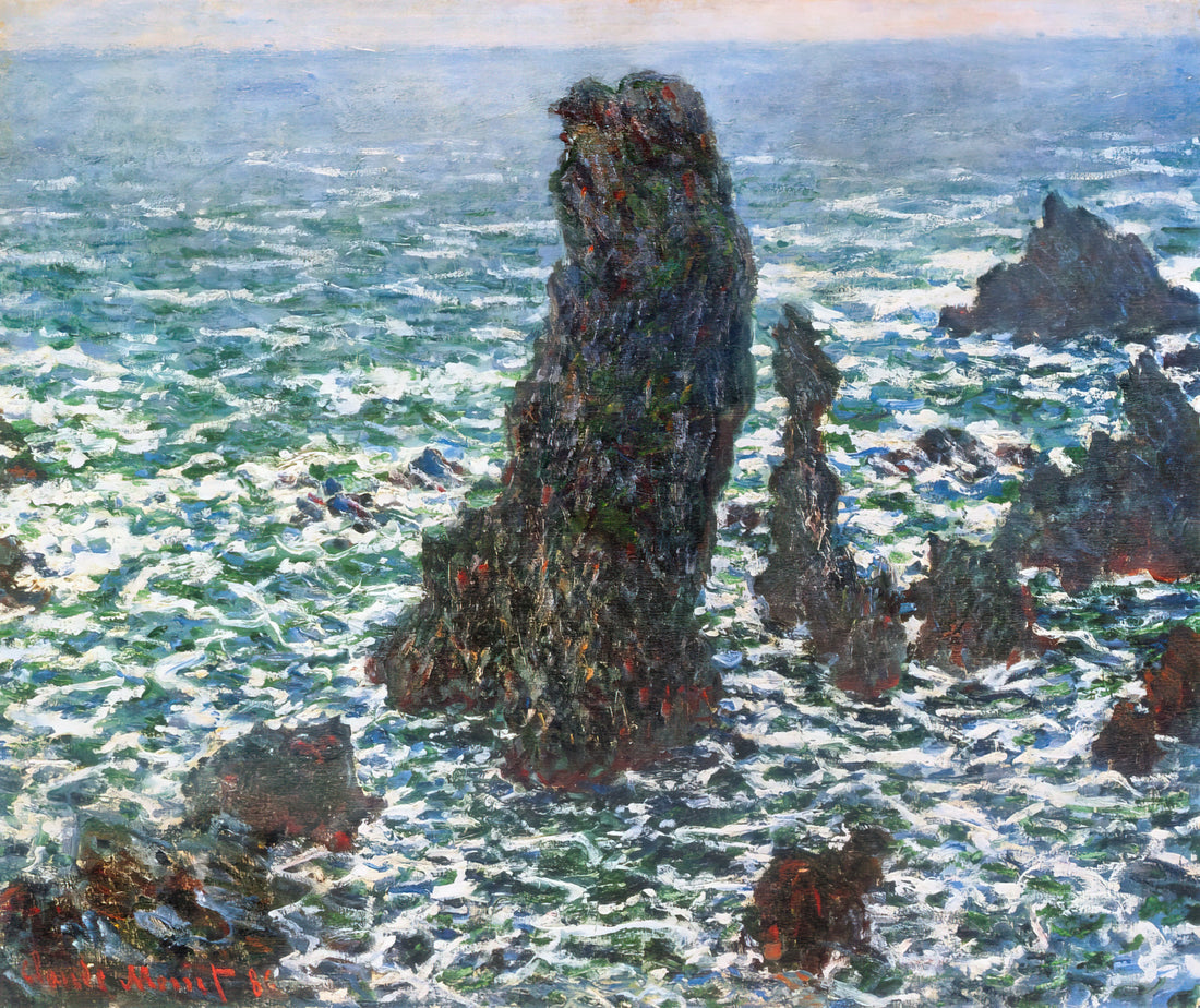 Unveiling the Intimate Gaze: Exploring the Claude Monet Portrait - The Pyramids of Port Coton, Belle-Ile-en-Mer by claude monet