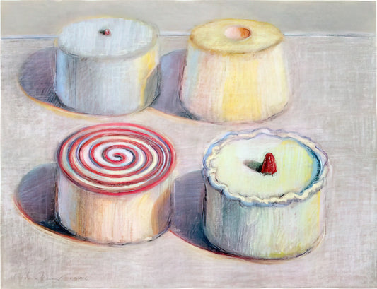 Unveiling the Mastery: A Deep Dive into Wayne Thiebaud Sketches - Four Cakes - 1996 by Wayne Thiebaud