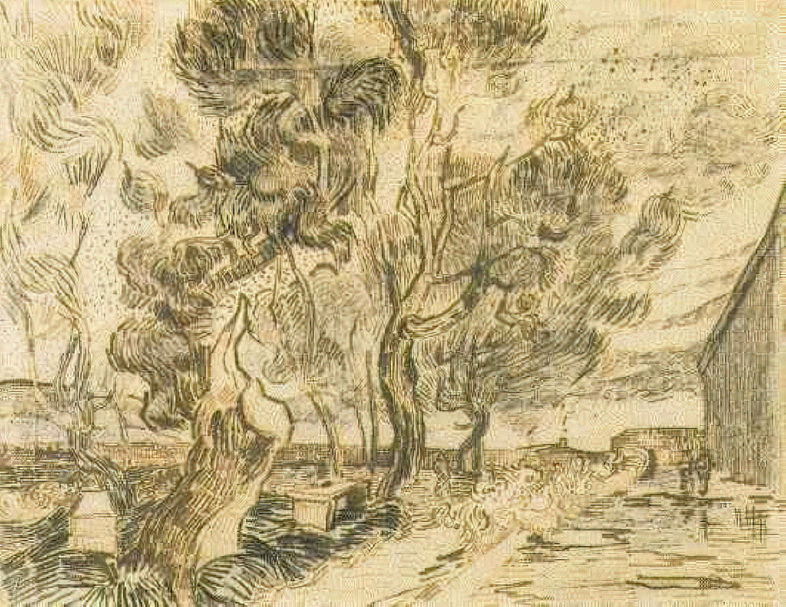 Van Gogh Art Prints: A Curator's Guide to Owning Museum-Quality Masterpieces - A Corner of the Asylum and the Garden with a Heavy, sawn-off Tree by Vincent van Gogh
