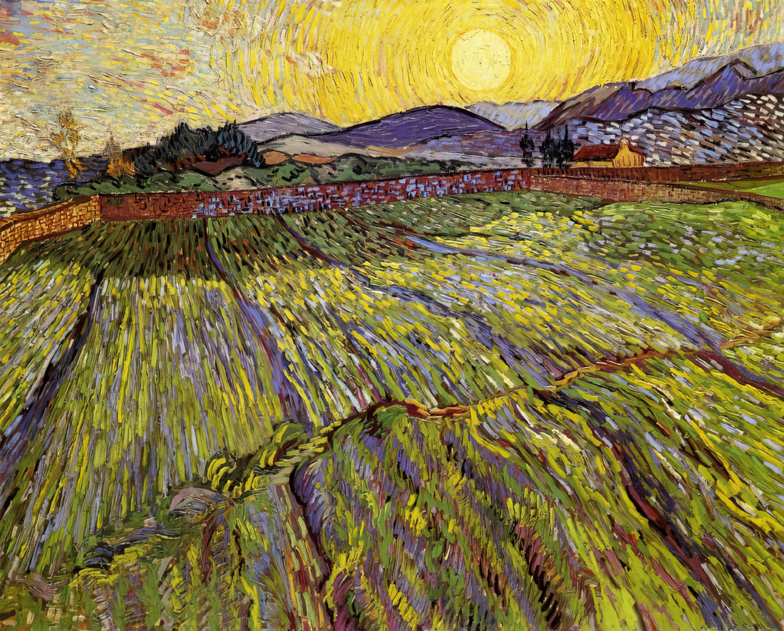 Van Gogh Canvas Prints for Sale: Curating Museum-Quality Reproductions for Your Collection - Enclosed field with rising sun by Vincent van Gogh
