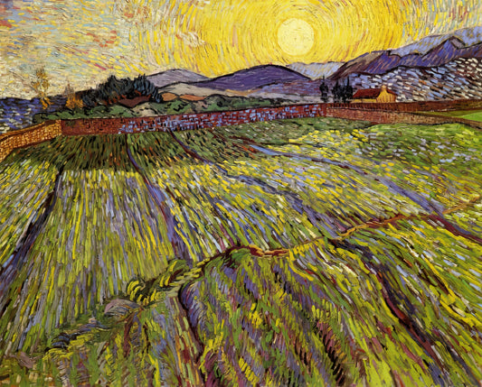 Van Gogh Canvas Prints for Sale: Curating Museum-Quality Reproductions for Your Collection - Enclosed field with rising sun by Vincent van Gogh