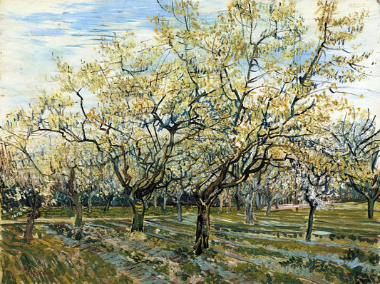 Van Gogh Framed Art: Curating Post-Impressionist Masterpieces for Your Collection - Orchard with Blossoming Plum Trees by Vincent van Gogh