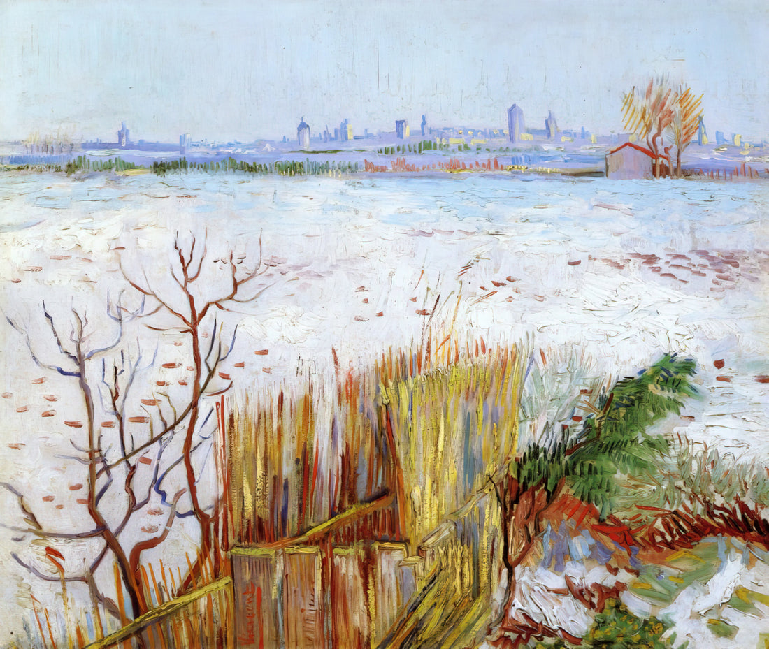 Van Gogh Framed Canvas: Curating Museum-Quality Art Prints for Your Collection - Snowy Landscape with Arles in the Background by Vincent van Gogh