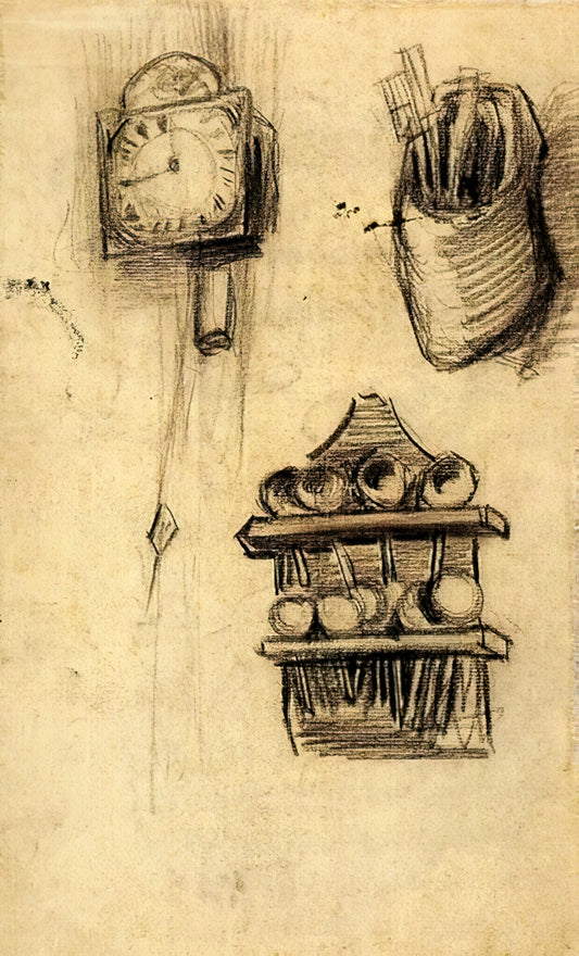 Van Gogh Prints: A Collector's Guide to Authentic Museum-Quality Reproductions - Clock, Clog with Cutlery and a Spoon Rack by Vincent van Gogh