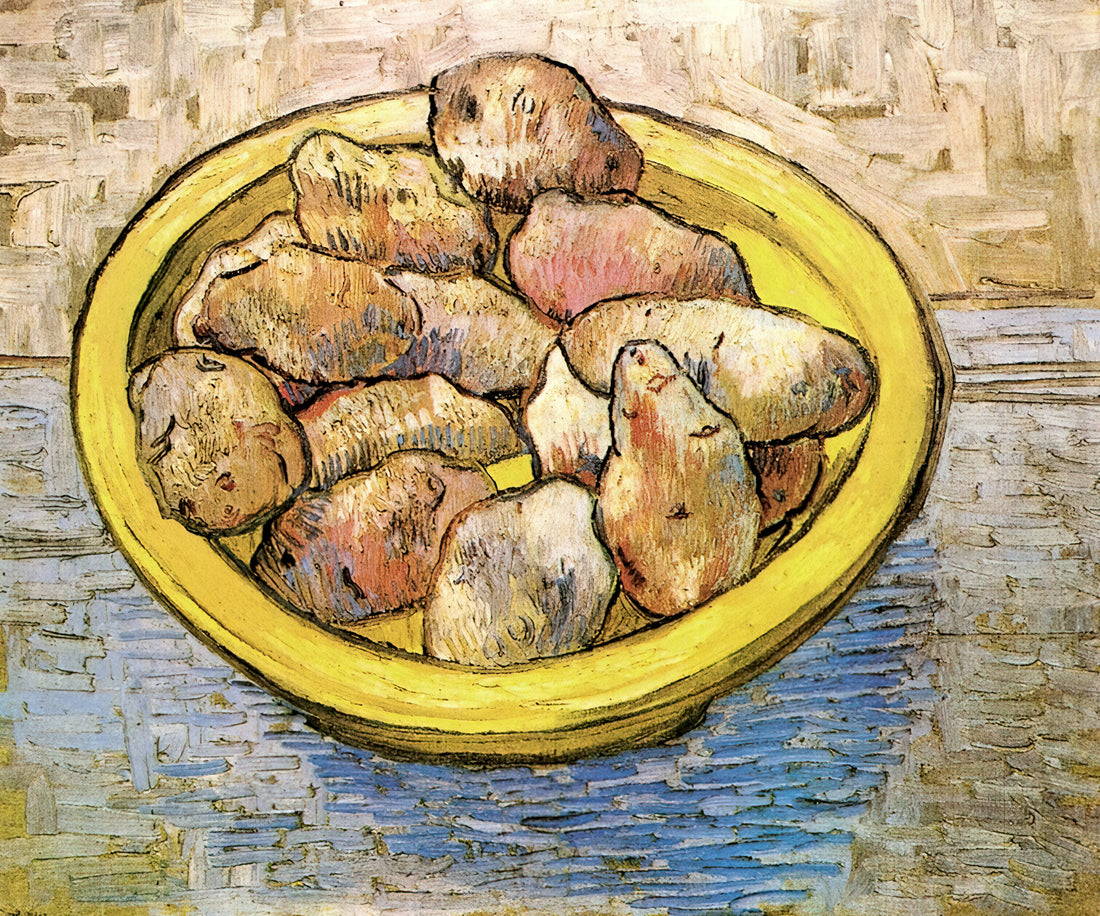 Van Gogh Skull with Cigarette Poster: A Deep Dive into the Artist's Provocative Still Life - Still Life Potatoes in a Yellow Dish by Vincent van Gogh