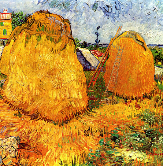Van Gogh Sun: The Radiant Symbolism and Technique in Vincent's Solar Obsession - Haystacks in Provence by Vincent van Gogh