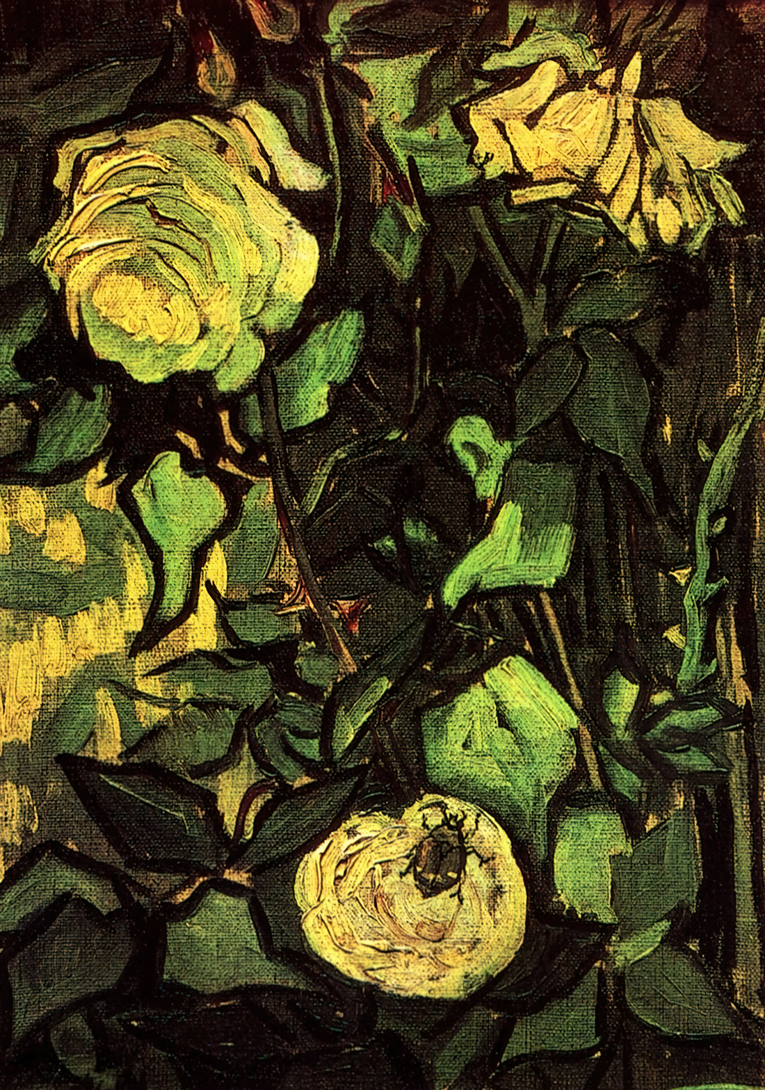 Van Gogh Wave Painting: The Turbulent Sea at Saintes-Maries-de-la-Mer - Roses and Beetle by Vincent van Gogh