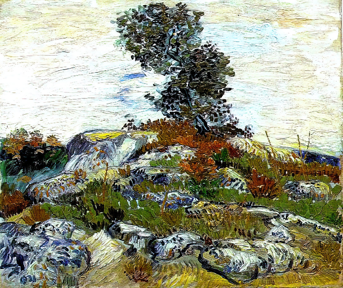 Van Gogh's Japanese Collection: How Ukiyo-e Prints Transformed a Master's Vision - The Rocks with Oak tree by Vincent van Gogh