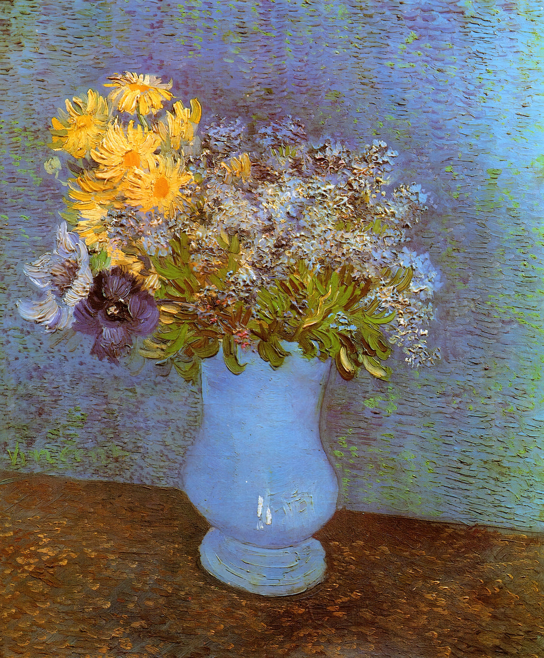 Vincent van Gogh Almond Blossom Canvas: A Masterpiece of Hope and Renewal - Vase with Lilacs, Daisies and Anemones by Vincent van Gogh