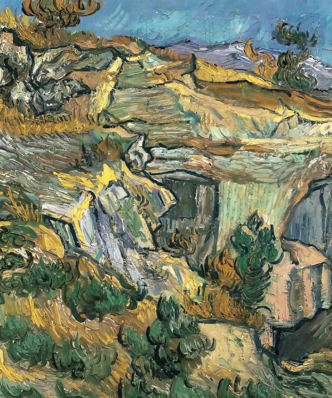 Vincent van Gogh's Café Terrace at Night: A Masterpiece of Post-Impressionist Brilliance - Entrance to a Quarry near Saint Remy by Vincent van Gogh