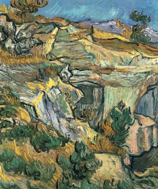 Vincent van Gogh's Café Terrace at Night: A Masterpiece of Post-Impressionist Brilliance - Entrance to a Quarry near Saint Remy by Vincent van Gogh