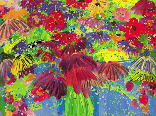 Walasse Ting Posters: The Vibrant Legacy of a Colorful Master - I Love Chrysanthemums - 2000 by Walasse Ting