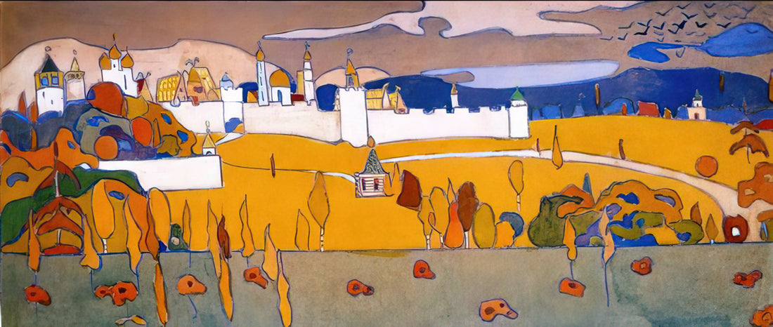 Wassily Kandinsky Circle Art: A Journey into Abstract Geometry and Spiritual Expression - WALLED CITY IN AUTUMN LANDSCAPE 1902 by Wassily Kandinsky