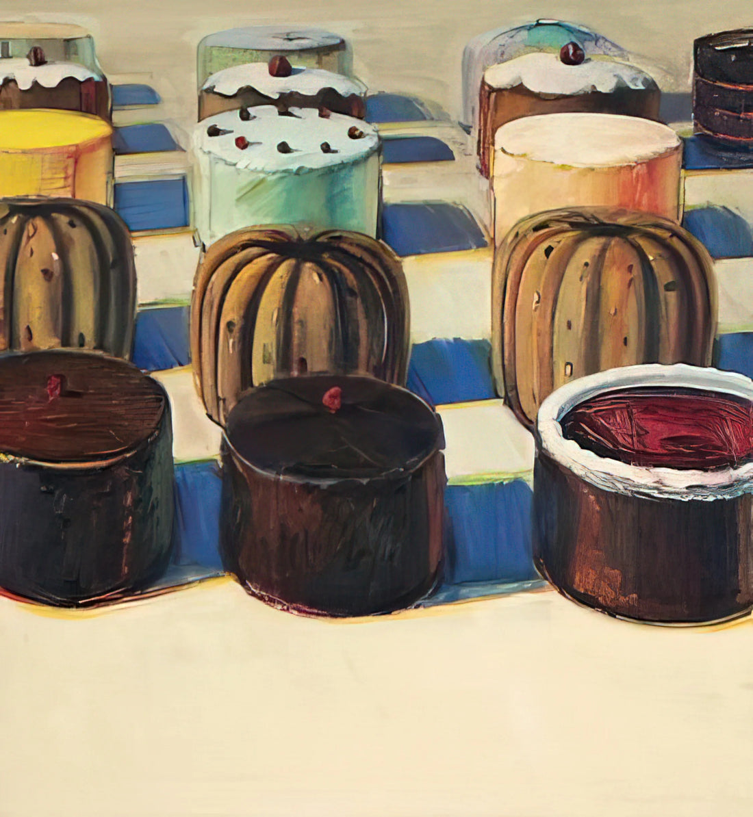 Wayne Thiebaud Acrylic Print: A Collector's Guide to His Iconic Dessert Paintings - Various Cakes - 1981 by Wayne Thiebaud