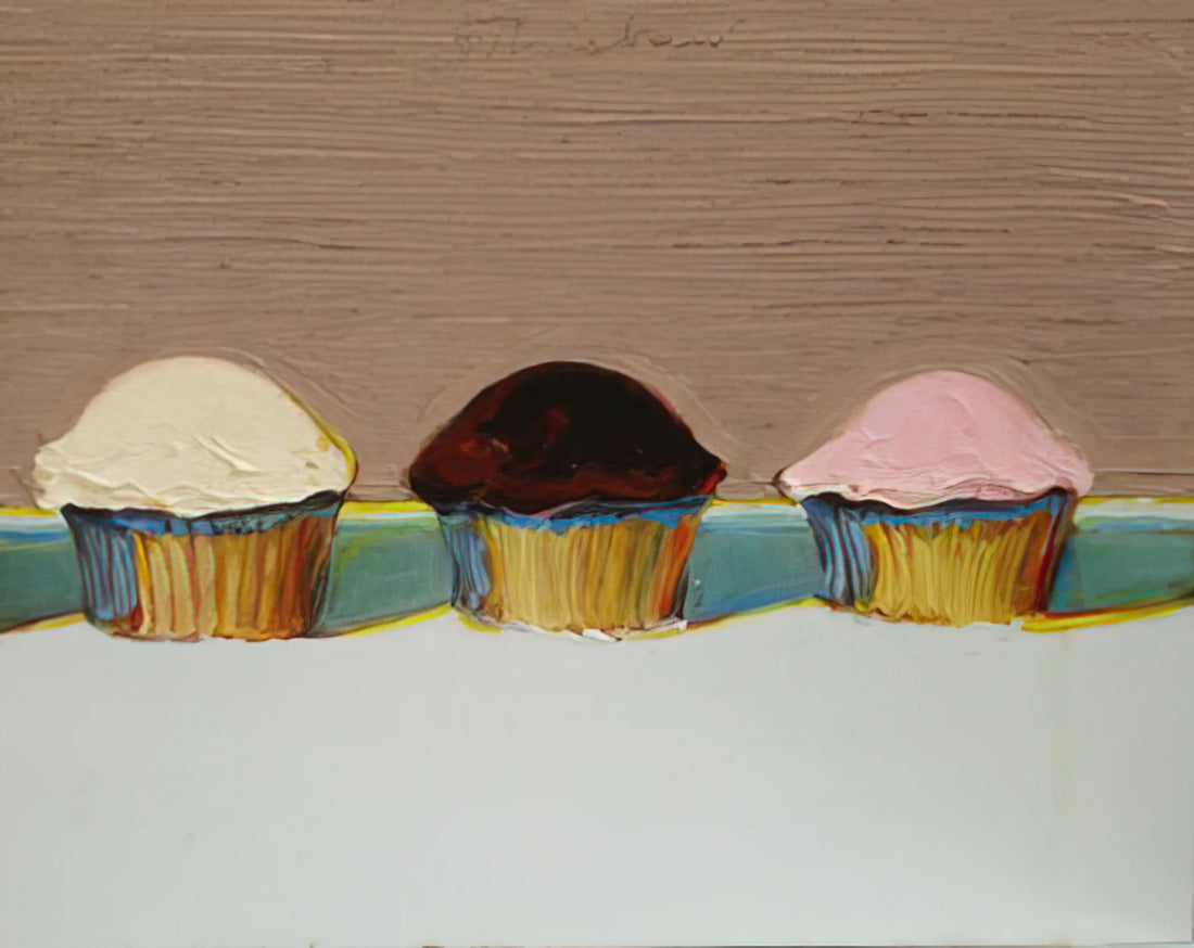 Wayne Thiebaud Cakes 1963: A Masterpiece of American Pop Art and Culinary Still Life - Neapolitan Cupcakes - 2008 by Wayne Thiebaud