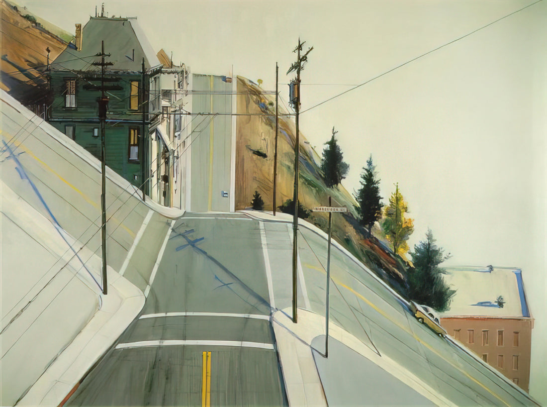 Wayne Thiebaud Framed Canvas Print: A Collector's Guide to Iconic Pop Art - 24th Street Intersection - 1977 by Wayne Thiebaud