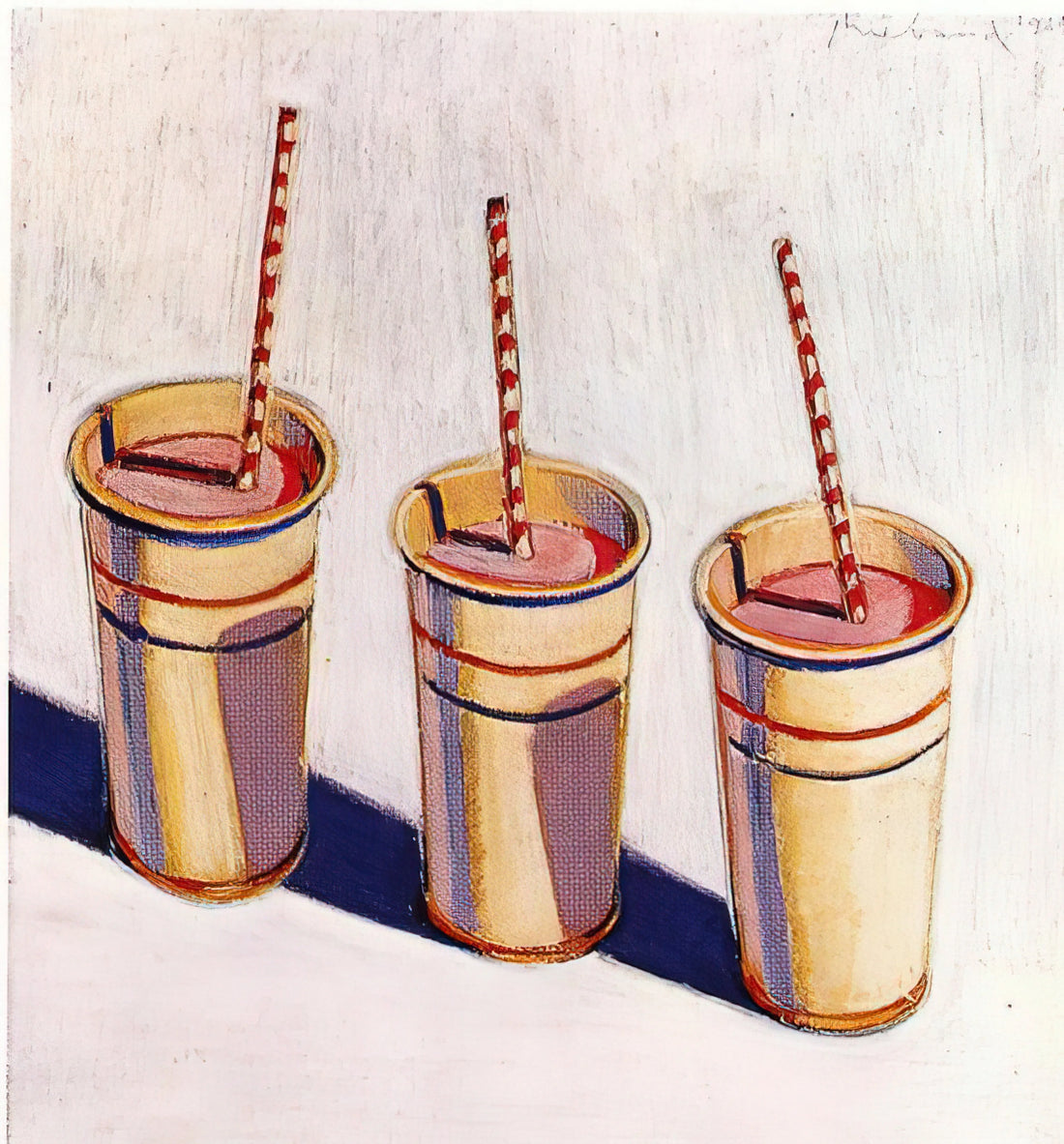 Wayne Thiebaud PowerPoint: A Visual Guide to the Artist's Iconic Works - Three Strawberry Shakes - 1964 by Wayne Thiebaud