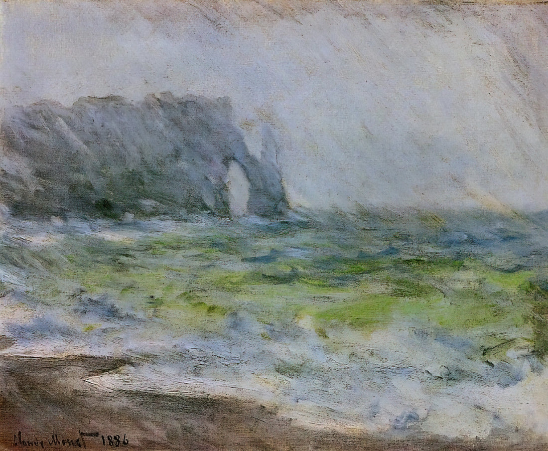 What Claude Monet is Known For: Unveiling the Master of Impressionism - The Manneport, Etretat in the Rain by claude monet