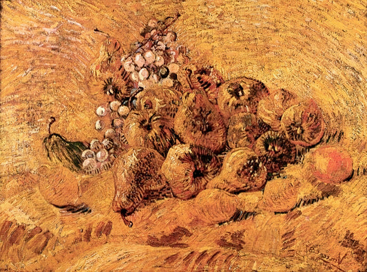 Wheat Field with Cypresses Print: Van Gogh's Vision of Nature's Majesty - Still Life with Grapes, Pears and Lemons by Vincent van Gogh