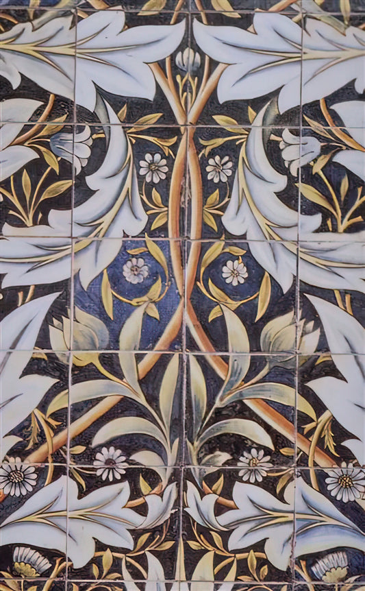 William Morris Honeysuckle Poster: A Masterpiece of Arts and Crafts Design - PANEL OF CERAMIC TILES DESIGNED BY MORRIS AND PRODUCED BY WILLIAM DE MORGAN 1876 by William Morris