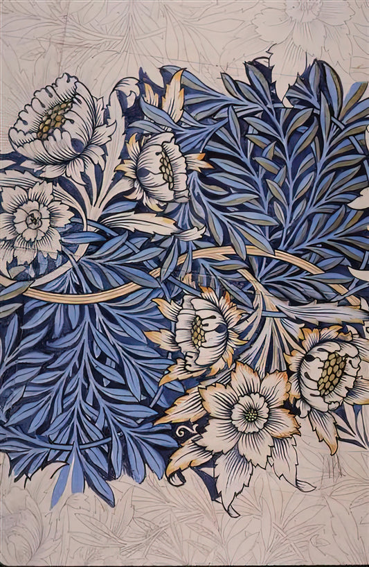 William Morris Letters: The Artistic and Philosophical Correspondence of a Visionary - DESIGN FOR TULIP AND WILLOW INDIGO DISCHARGE WOOD BLOCK PRINTED FABRIC 1873 by William Morris