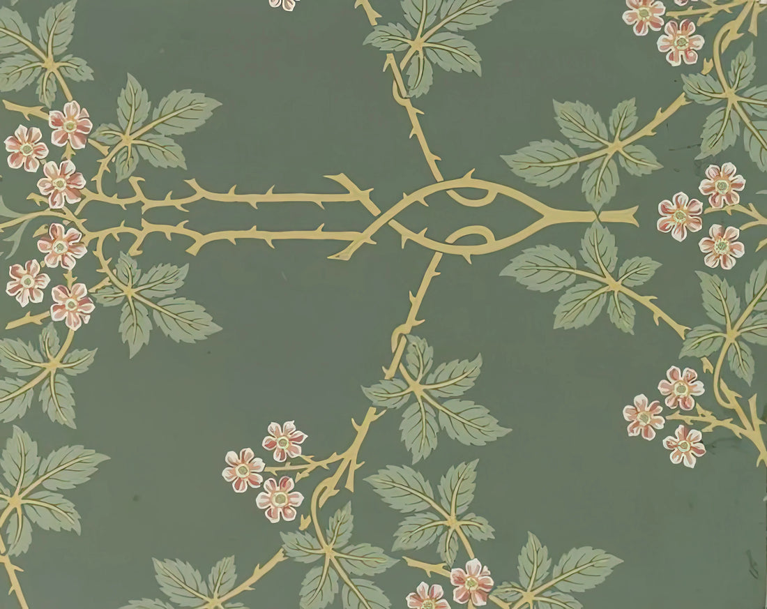 William Morris Prints in Green: The Verdant Vision of the Arts & Crafts Movement - WALLPAPER BLACKBERRY PATTERN 388 1917 by William Morris