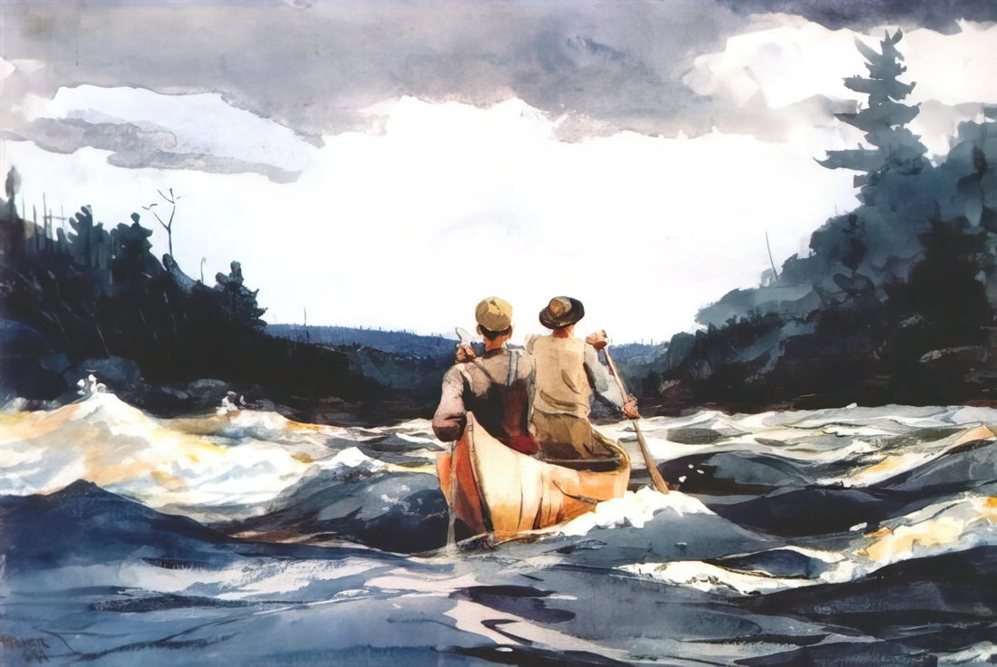 Winslow Homer Canvas Prints: Capturing American Life Through Museum-Quality Reproductions - CANOE IN THE RAPIDS by Winslow Homer
