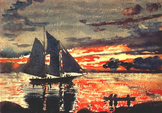 Winslow Homer Etchings for Sale: A Collector's Guide to Authentic Art Prints - SUNSET FIRES by Winslow Homer