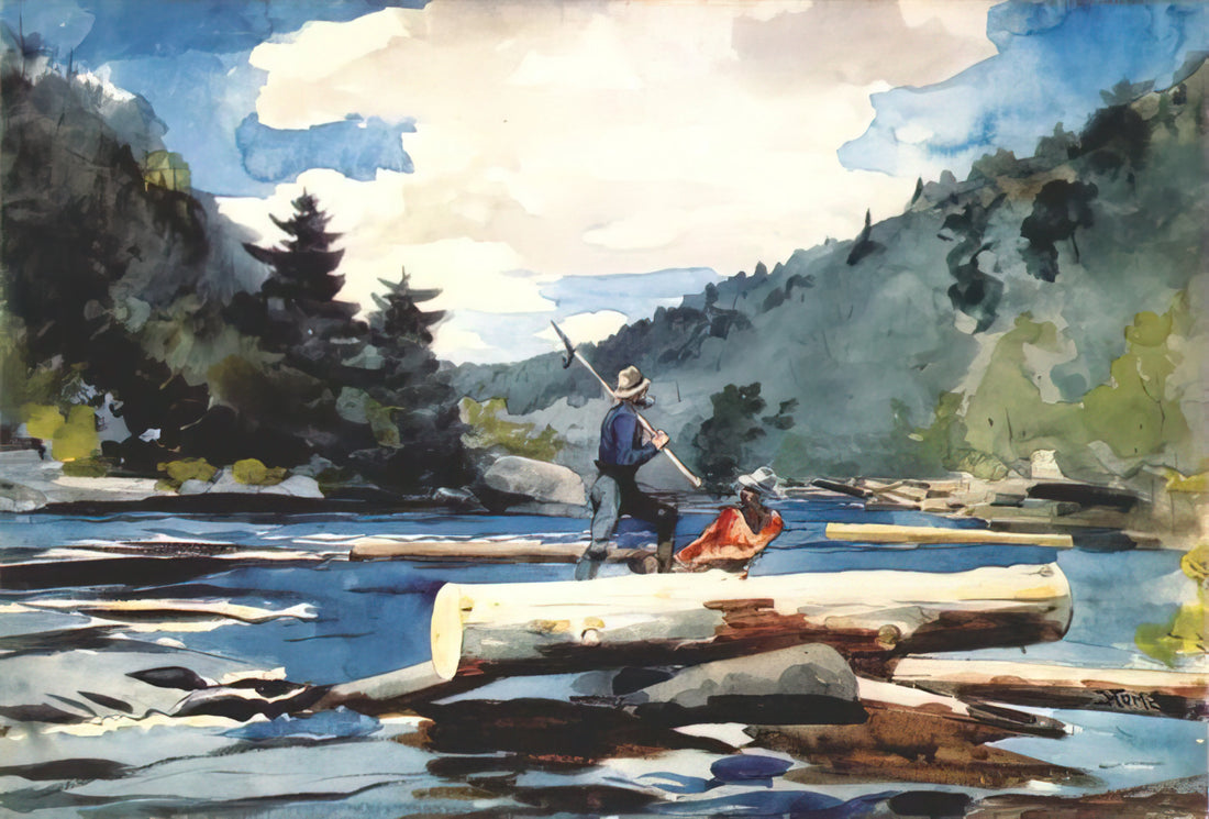 Winslow Homer: The American Master of Realism and the Sea - HUDSON RIVER LOGGING by Winslow Homer