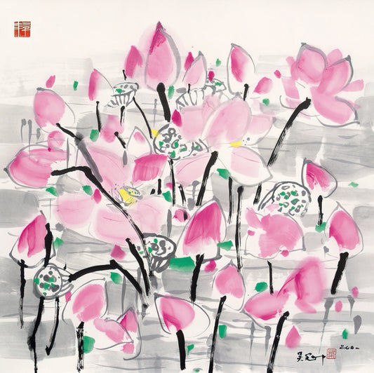 Wu Guanzhong Prints: The Modern Master's Legacy in Fine Art Reproduction - Lotus under the sun - 2001 by Wu Guanzhong