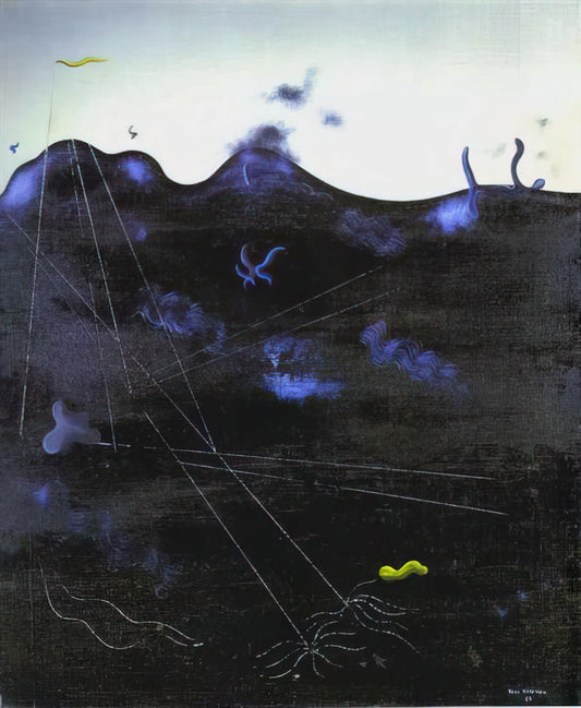 Yves Tanguy Acrylic Print: Surrealist Dreamscapes in Modern Reproduction - Blue Bed by Yves Tanguy