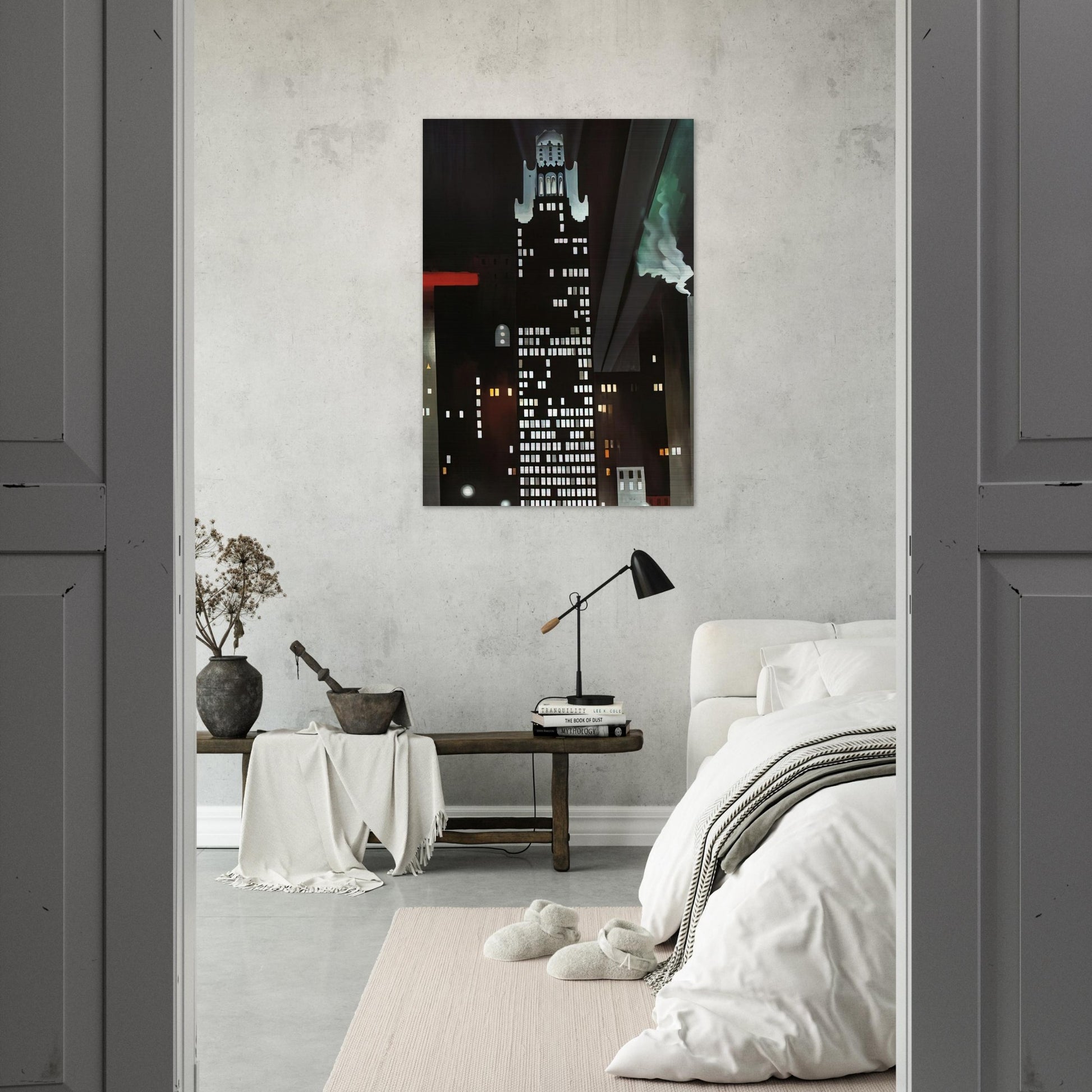 Radiator Building - Night, New York - Georgia O'Keeffe Brushed Aluminum Print - 70x100 cm / 28x40 inches | Georgia O'Keeffe Aluminum Print | Georgia O'Keeffe Prints