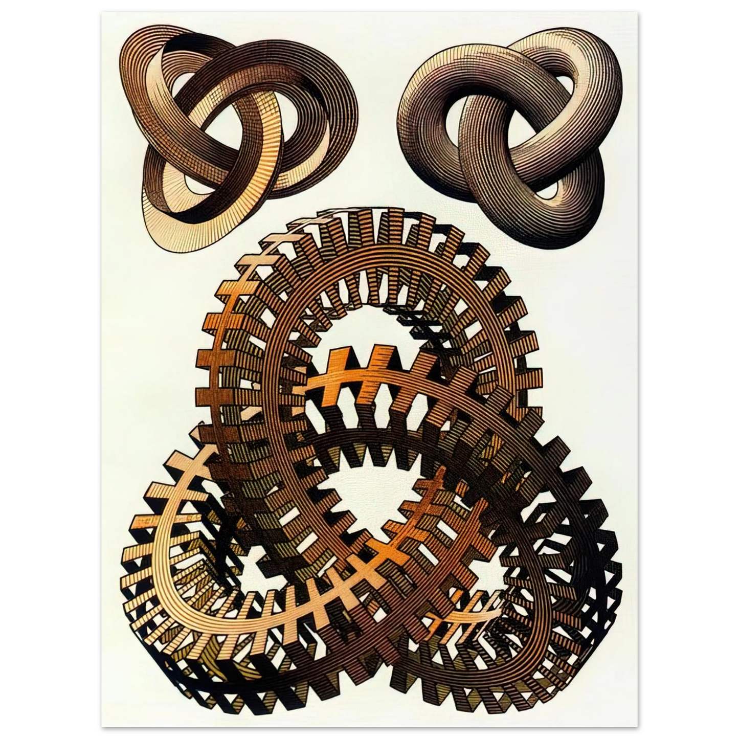 MC Escher - KNOTS COLOUR Wall Art - 21x29.7 cm / 8x12" - Fine Art Poster-canvas - -