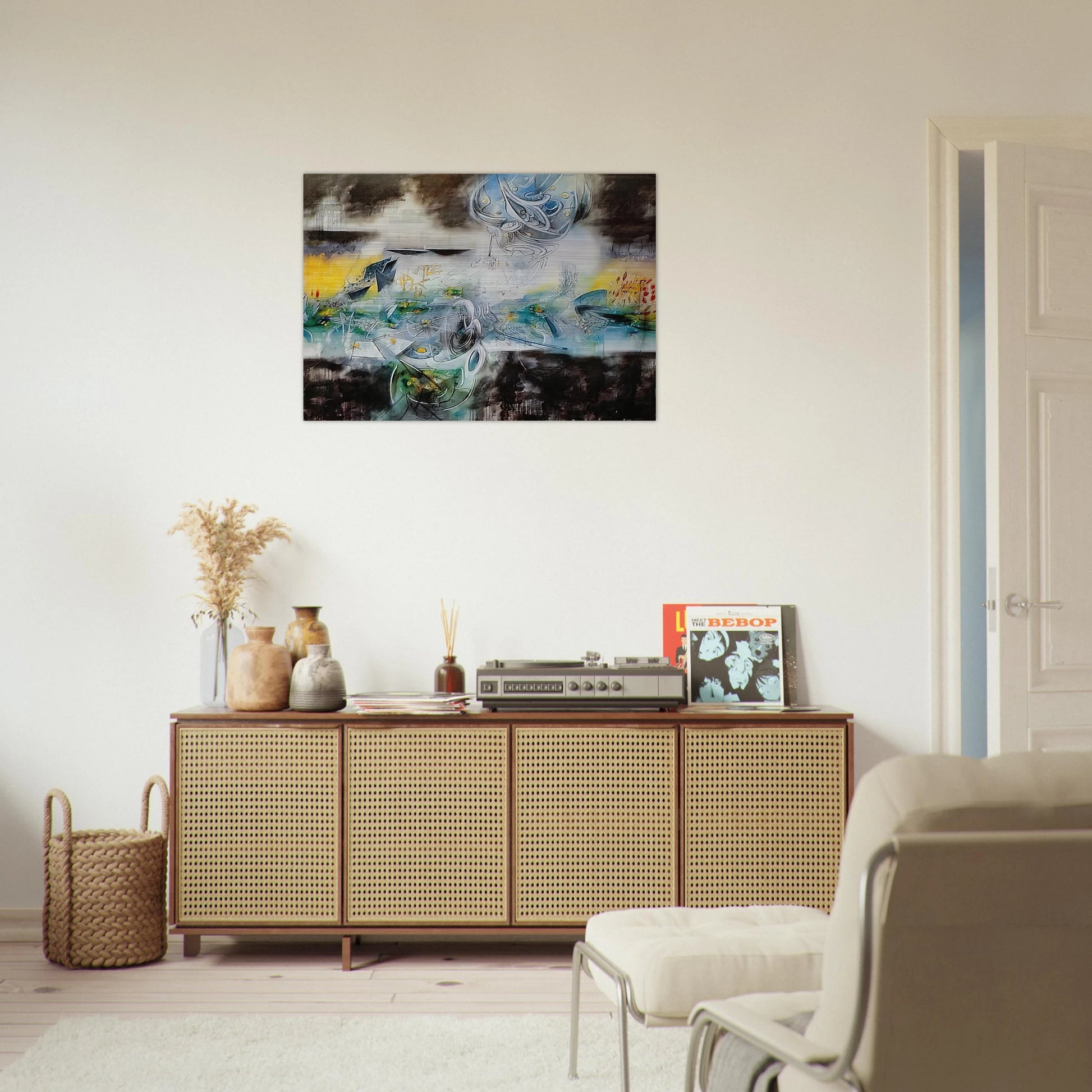 ABRIR EL CUBO Y ENCONTRAR LA VIDA - Roberto Matta Brushed Aluminum Print - 70x100 cm / 28x40 inches | Roberto Matta Aluminum Print | Roberto Matta Prints