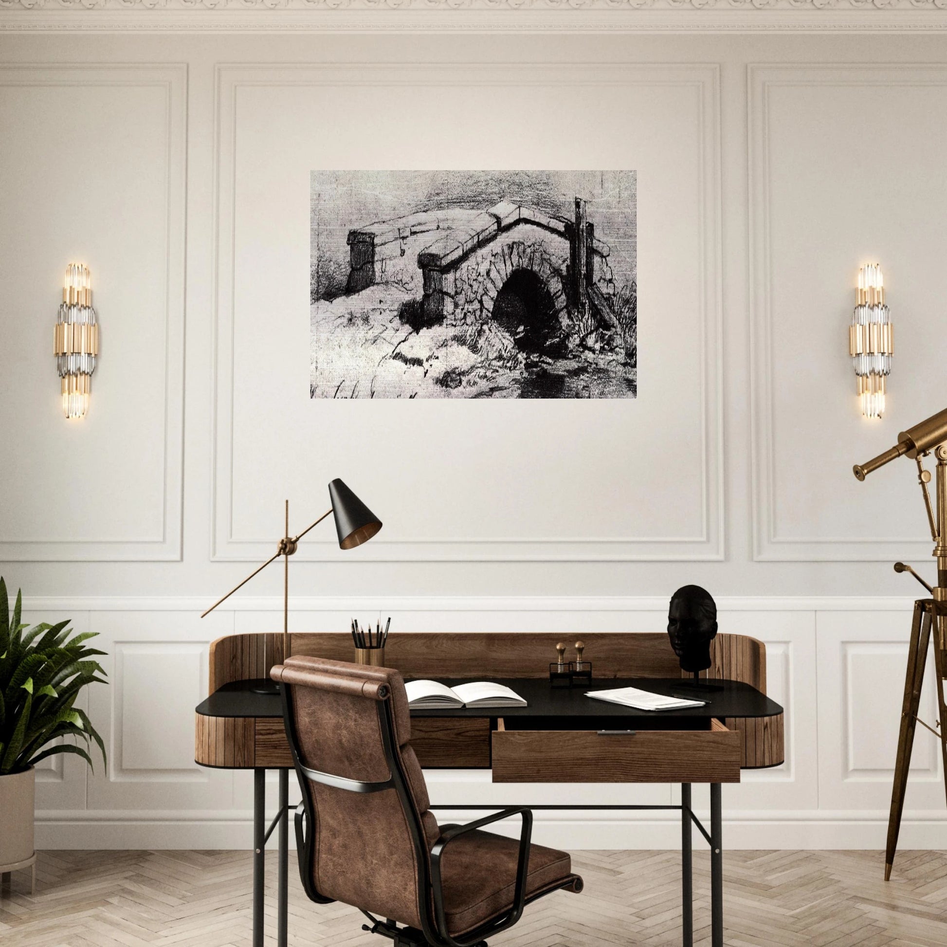 The Bridge - Vincent van Gogh Brushed Aluminum Print - 70x100 cm / 28x40 inches | Vincent van Gogh Aluminum Print | Vincent van Gogh Prints