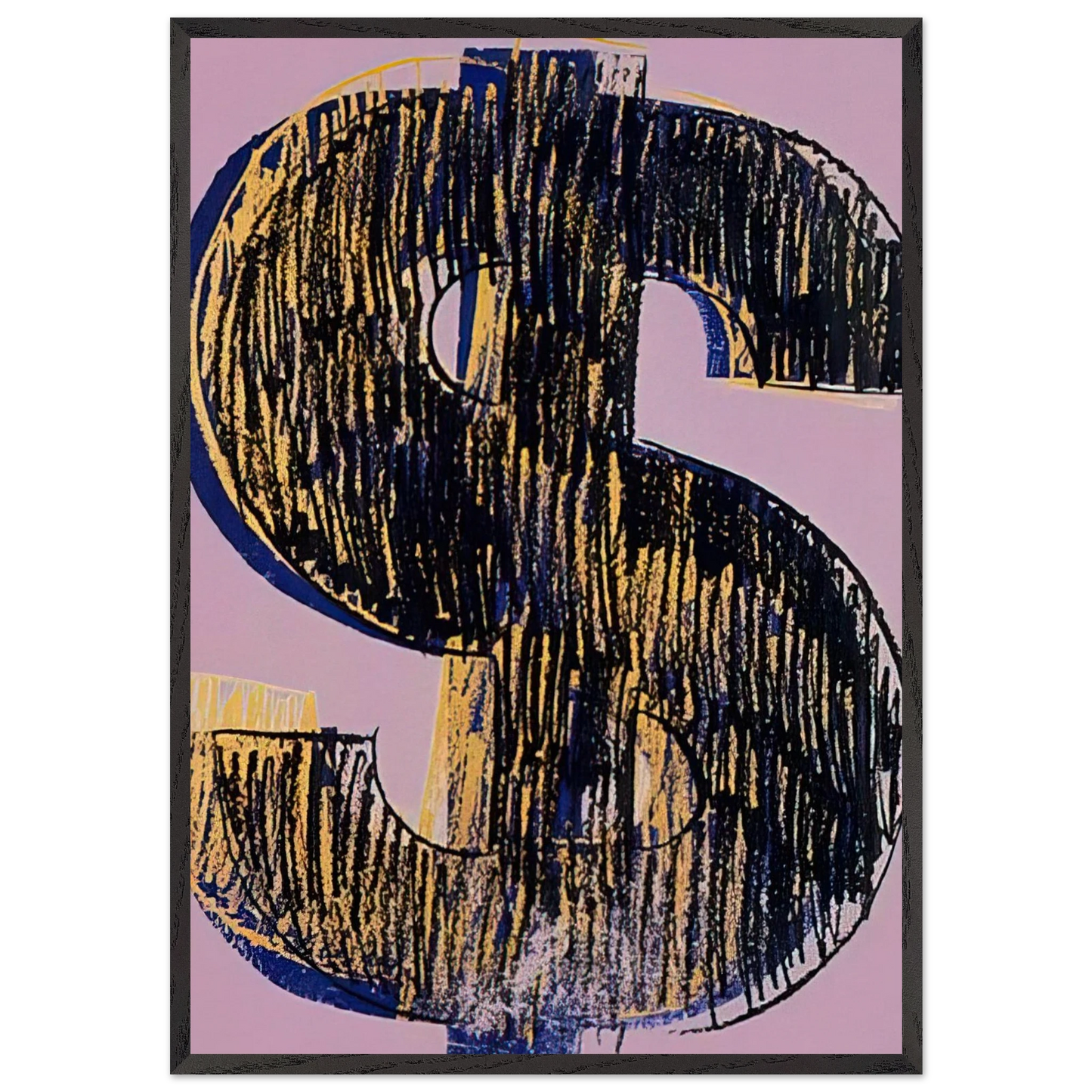Dollar Sign - Andy Warhol 70x100 cm / 28x40 inches Framed Art Print – Black Wooden Frame