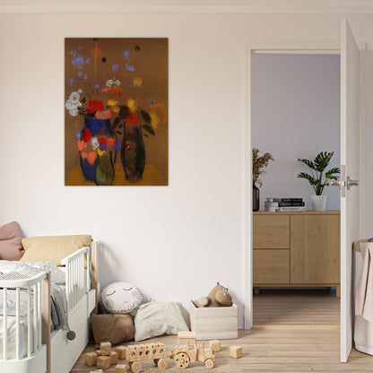 THREE VASES OF FLOWERS - Odilon Redon Brushed Aluminum Print - 70x100 cm / 28x40 inches | Odilon Redon Aluminum Print | Odilon Redon Prints