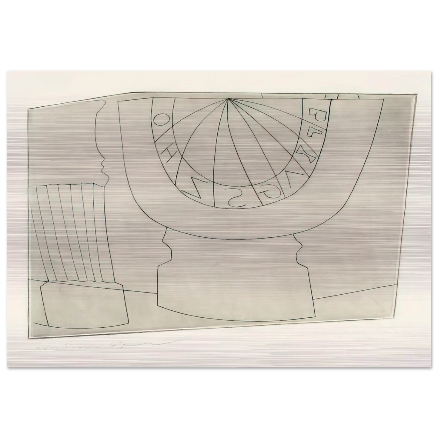 Turkish sundial  column - 1967 - Ben Nicholson Brushed Aluminum Print - 70x100 cm / 28x40 inches | Ben Nicholson Aluminum Print | Ben Nicholson Prints