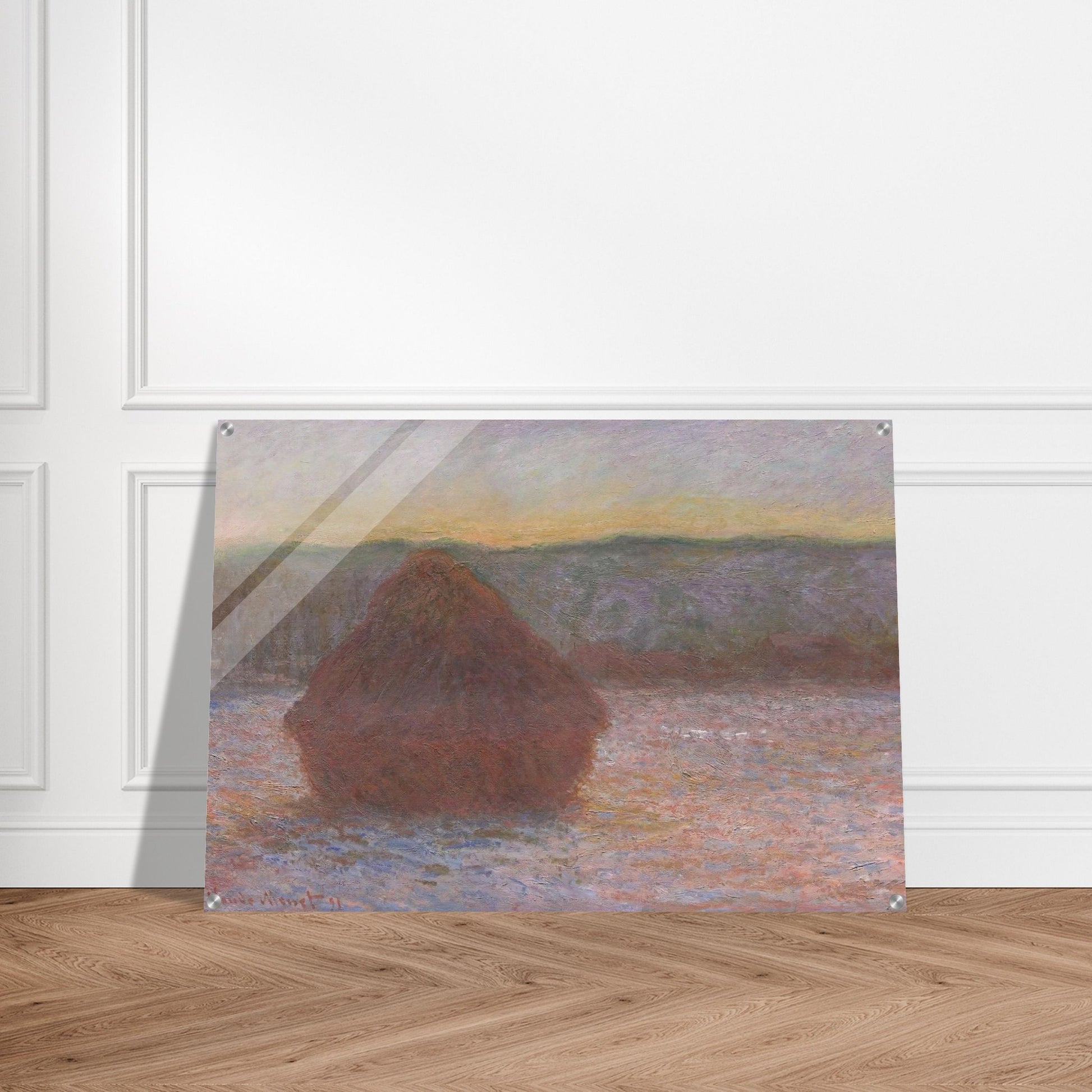 Stack of Wheat Thaw, Sunset - claude monet Acrylic Print - 70x100 cm / 28x40″ inches