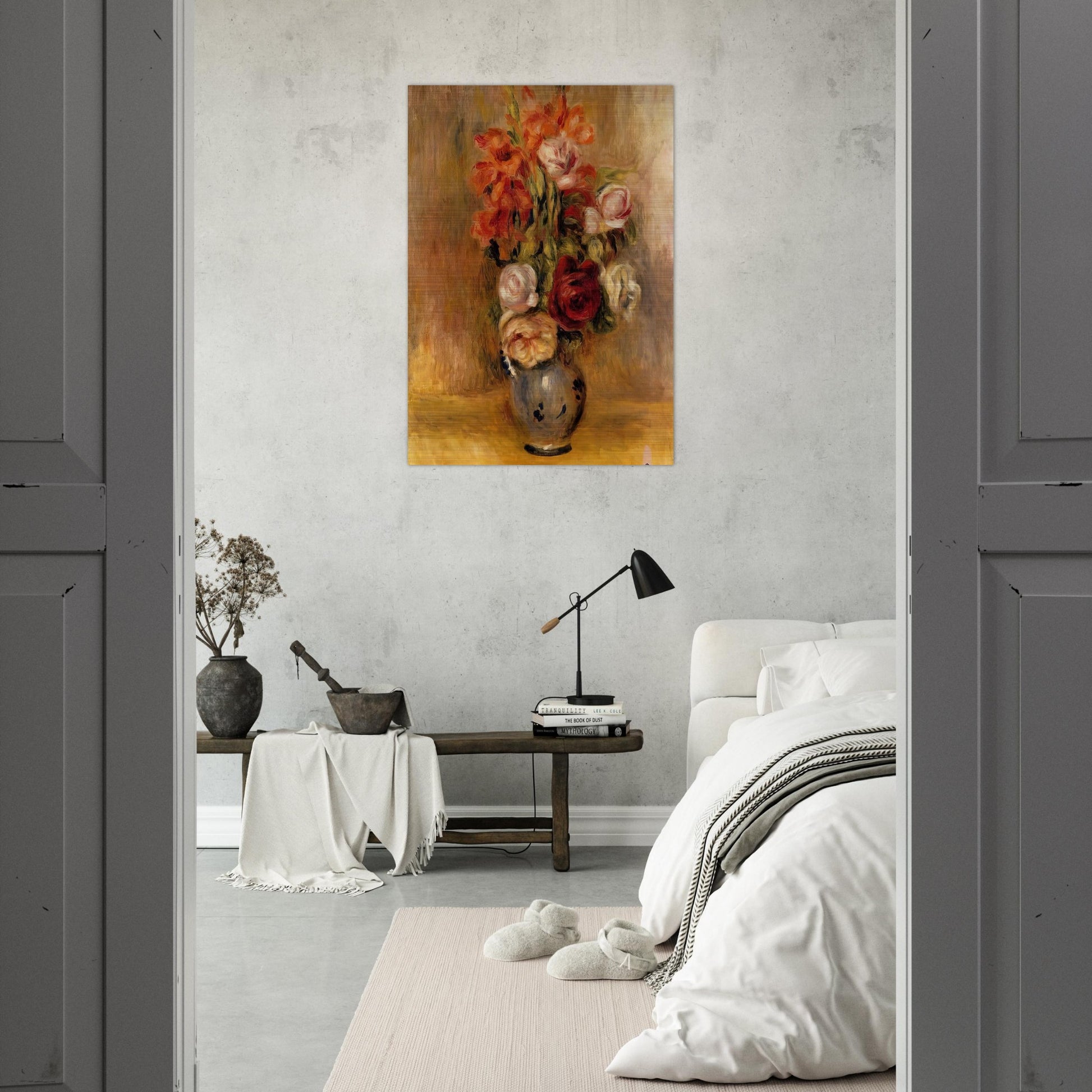 Vase of Gladiolas and Roses - Pierre-Auguste Renoir Brushed Aluminum Print - 70x100 cm / 28x40 inches | Pierre-Auguste Renoir Aluminum Print | Pierre-Auguste Renoir Prints