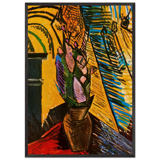 Flowers on the table - Pablo Picasso 70x100 cm / 28x40 inches Framed Art Print – Black Wooden Frame