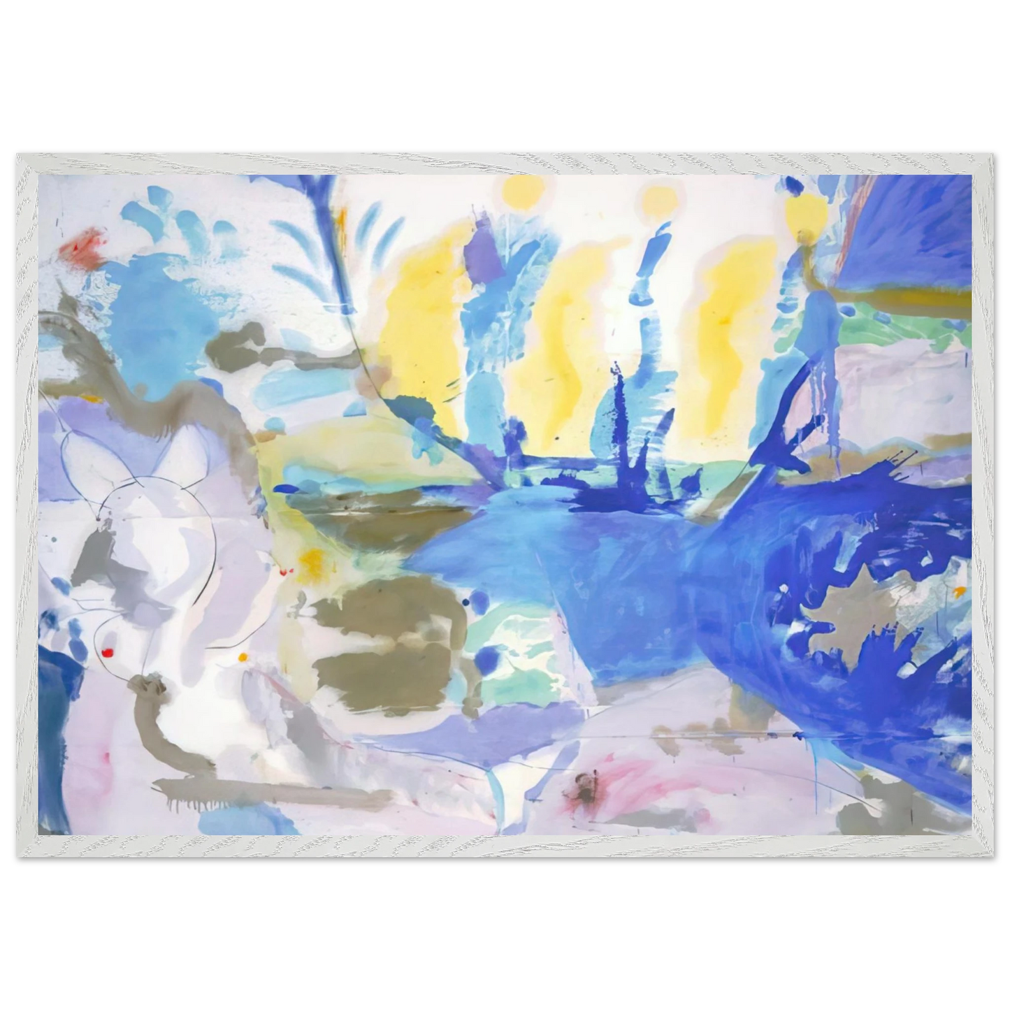 Helen Frankenthaler - Basque Beach - 1958 Wall art - 50x70 cm / 20x28 inches - Premium Wooden Framed Poster With Fine Art Paper-canvas - White frame