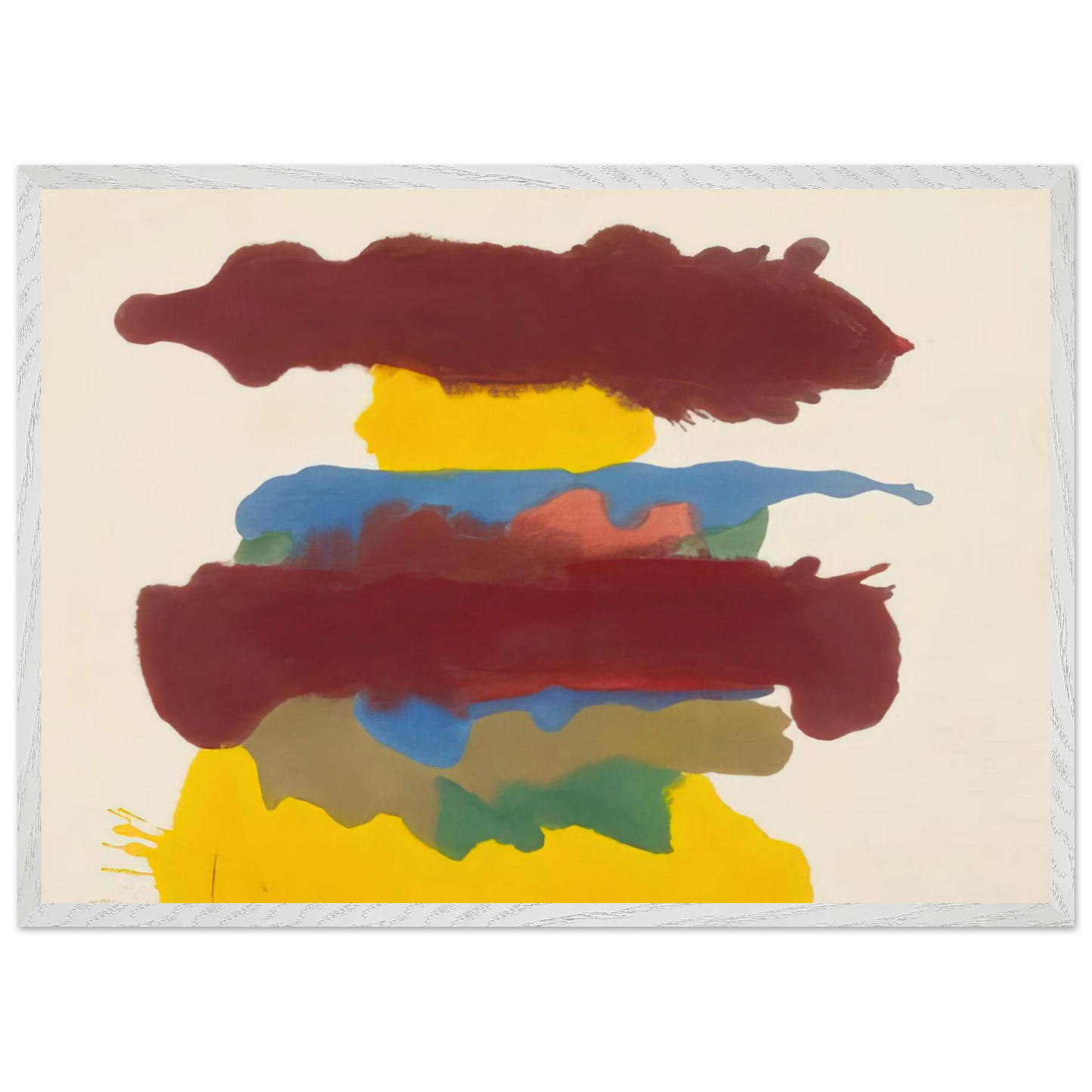 Helen Frankenthaler - Weather Change - 1963 Wall art - 28x43  cm / XL (11x17 inches) - Premium Wooden Framed Poster With Fine Art Paper-canvas - White frame