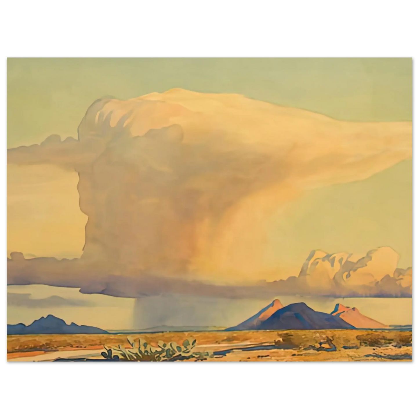 Maynard Dixon - DROUGHT AND DOWNPOUR 1944 Wall art - 15x20 cm / 6x8 Inches - Premium Wooden Framed Poster With Fine Art Paper - Wood frame