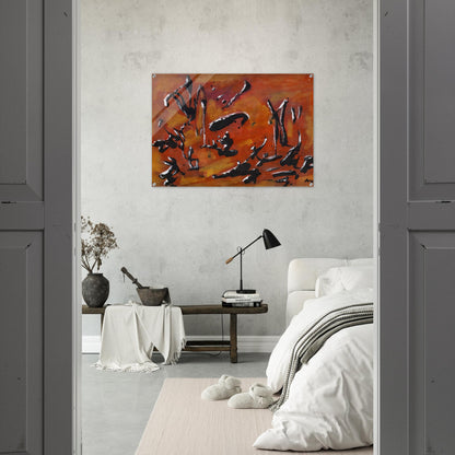 Red Abstract Composition - Art Informel, Surrealism - Henri Michaux Acrylic Print - 70x100 cm / 28x40″ inches | Henri Michaux Wall Art | Henri Michaux Prints