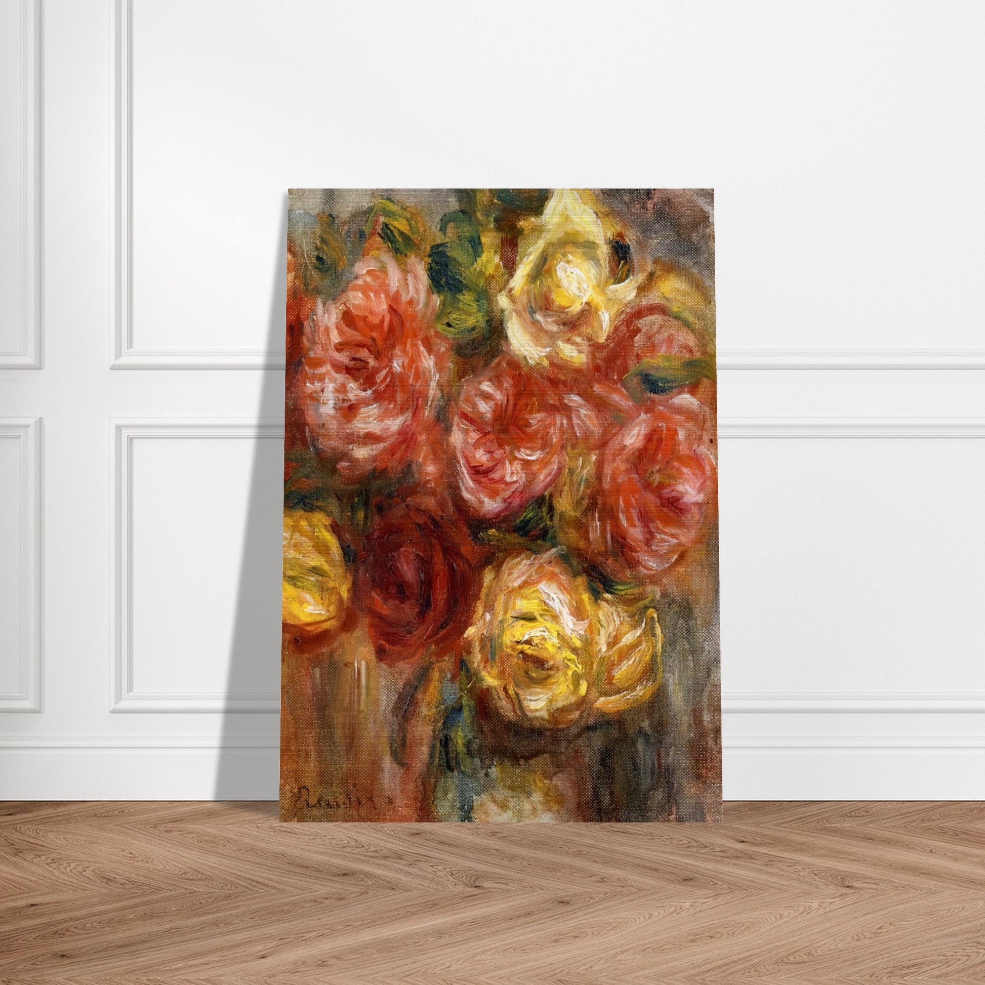 Bouquet of Roses in a Vase - Pierre-Auguste Renoir Brushed Aluminum Print - 70x100 cm / 28x40 inches | Pierre-Auguste Renoir Aluminum Print | Pierre-Auguste Renoir Prints