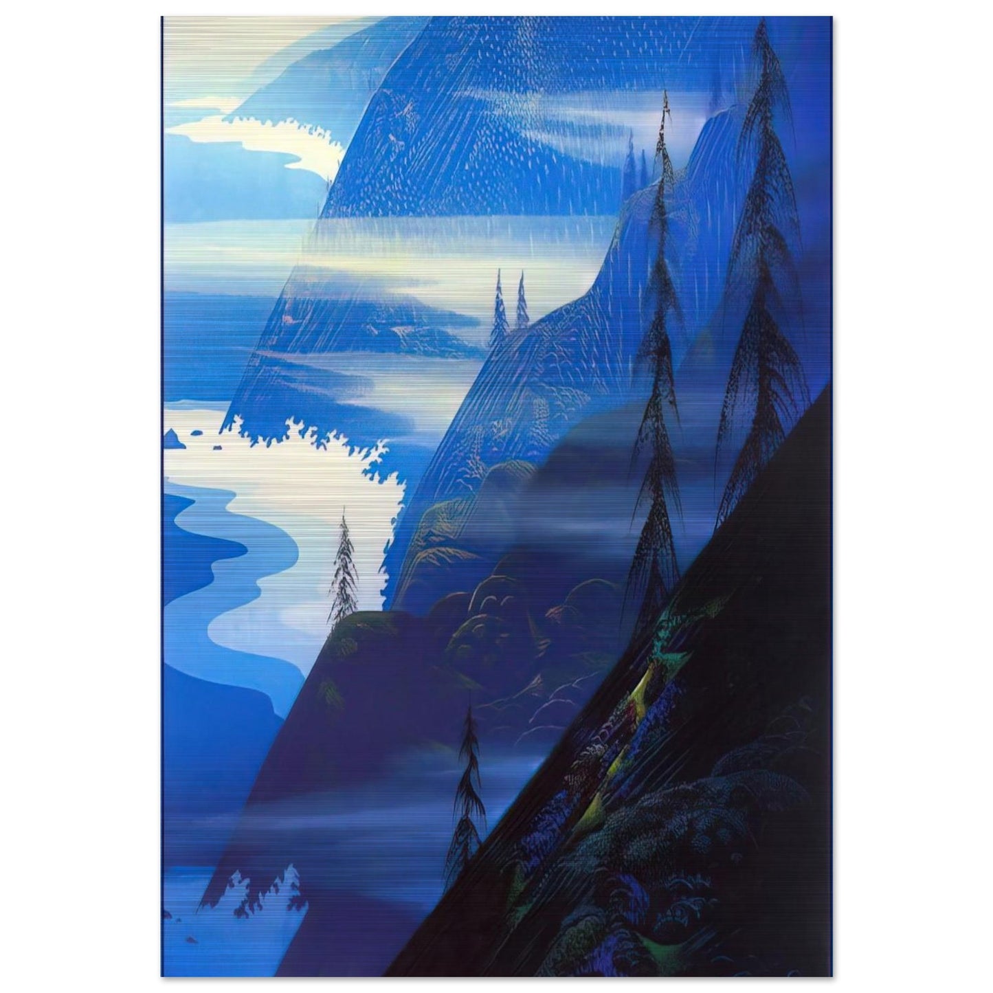 Stardust blue - Eyvind Earle Brushed Aluminum Print - 70x100 cm / 28x40 inches | Eyvind Earle Aluminum Print | Eyvind Earle Prints